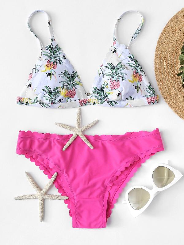 Tropical Bikini Set Spandex Triangle Tropical Multicolor 140